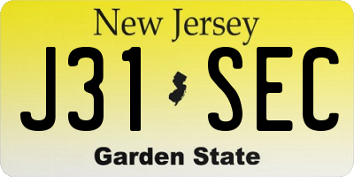 NJ license plate J31SEC
