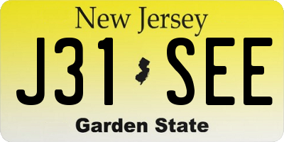 NJ license plate J31SEE