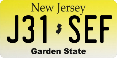 NJ license plate J31SEF