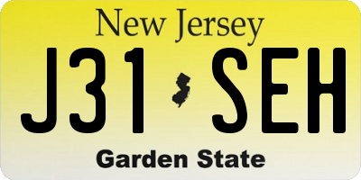 NJ license plate J31SEH