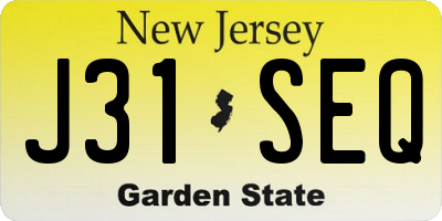 NJ license plate J31SEQ