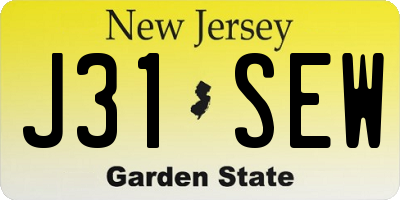 NJ license plate J31SEW