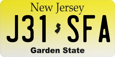 NJ license plate J31SFA