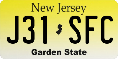NJ license plate J31SFC