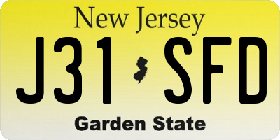 NJ license plate J31SFD