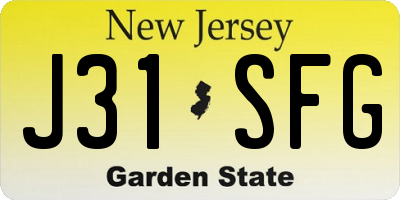 NJ license plate J31SFG