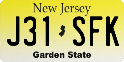 NJ license plate J31SFK