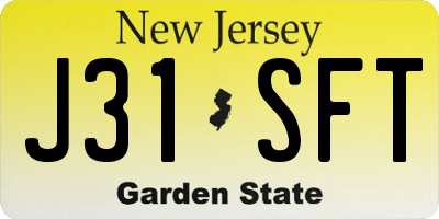 NJ license plate J31SFT