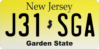 NJ license plate J31SGA