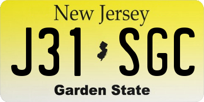 NJ license plate J31SGC