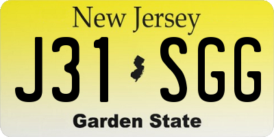 NJ license plate J31SGG