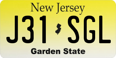 NJ license plate J31SGL