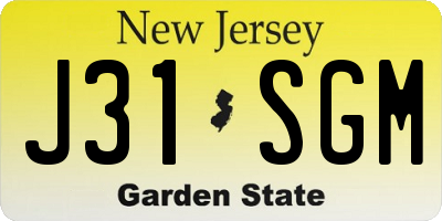 NJ license plate J31SGM