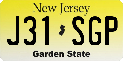 NJ license plate J31SGP