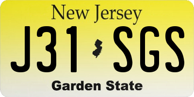 NJ license plate J31SGS