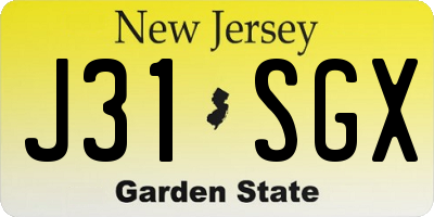 NJ license plate J31SGX
