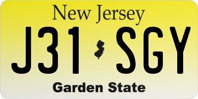 NJ license plate J31SGY