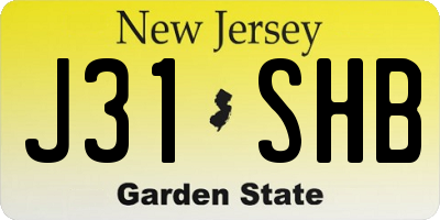 NJ license plate J31SHB