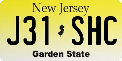 NJ license plate J31SHC