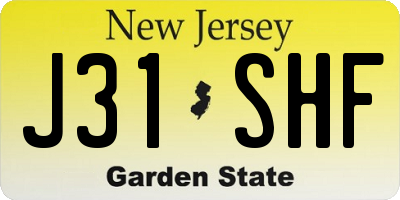 NJ license plate J31SHF