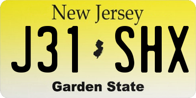 NJ license plate J31SHX