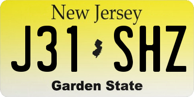 NJ license plate J31SHZ