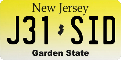 NJ license plate J31SID