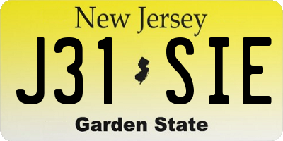 NJ license plate J31SIE