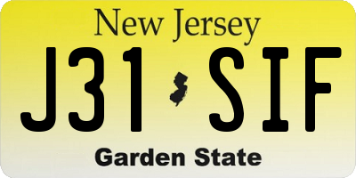NJ license plate J31SIF