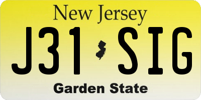 NJ license plate J31SIG