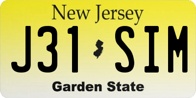NJ license plate J31SIM