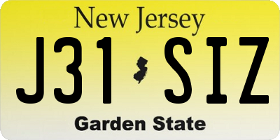 NJ license plate J31SIZ