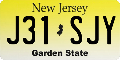 NJ license plate J31SJY
