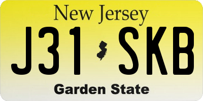 NJ license plate J31SKB