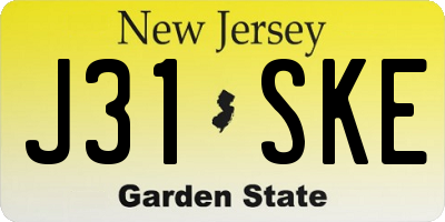 NJ license plate J31SKE