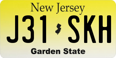 NJ license plate J31SKH