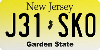 NJ license plate J31SKO