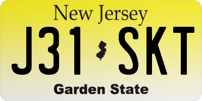 NJ license plate J31SKT