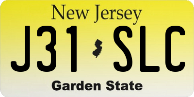NJ license plate J31SLC