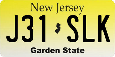 NJ license plate J31SLK