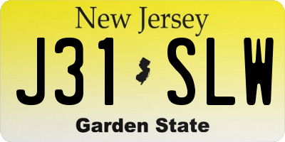 NJ license plate J31SLW