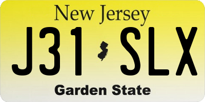 NJ license plate J31SLX