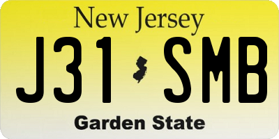 NJ license plate J31SMB