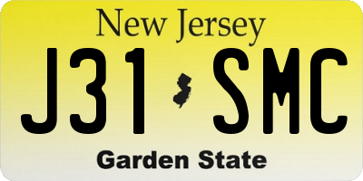 NJ license plate J31SMC