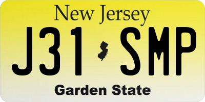 NJ license plate J31SMP