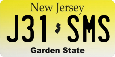 NJ license plate J31SMS
