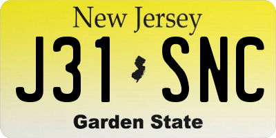 NJ license plate J31SNC
