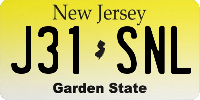 NJ license plate J31SNL
