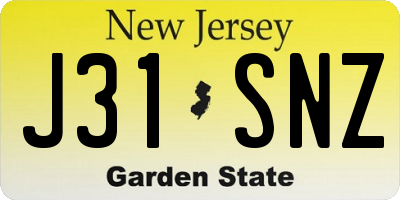 NJ license plate J31SNZ