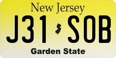 NJ license plate J31SOB